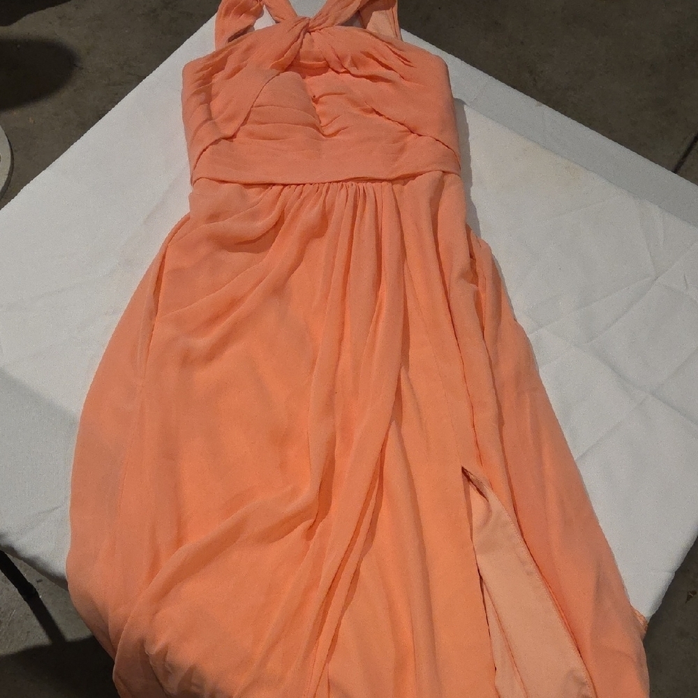Azazie Asymmetrical Peach Dress